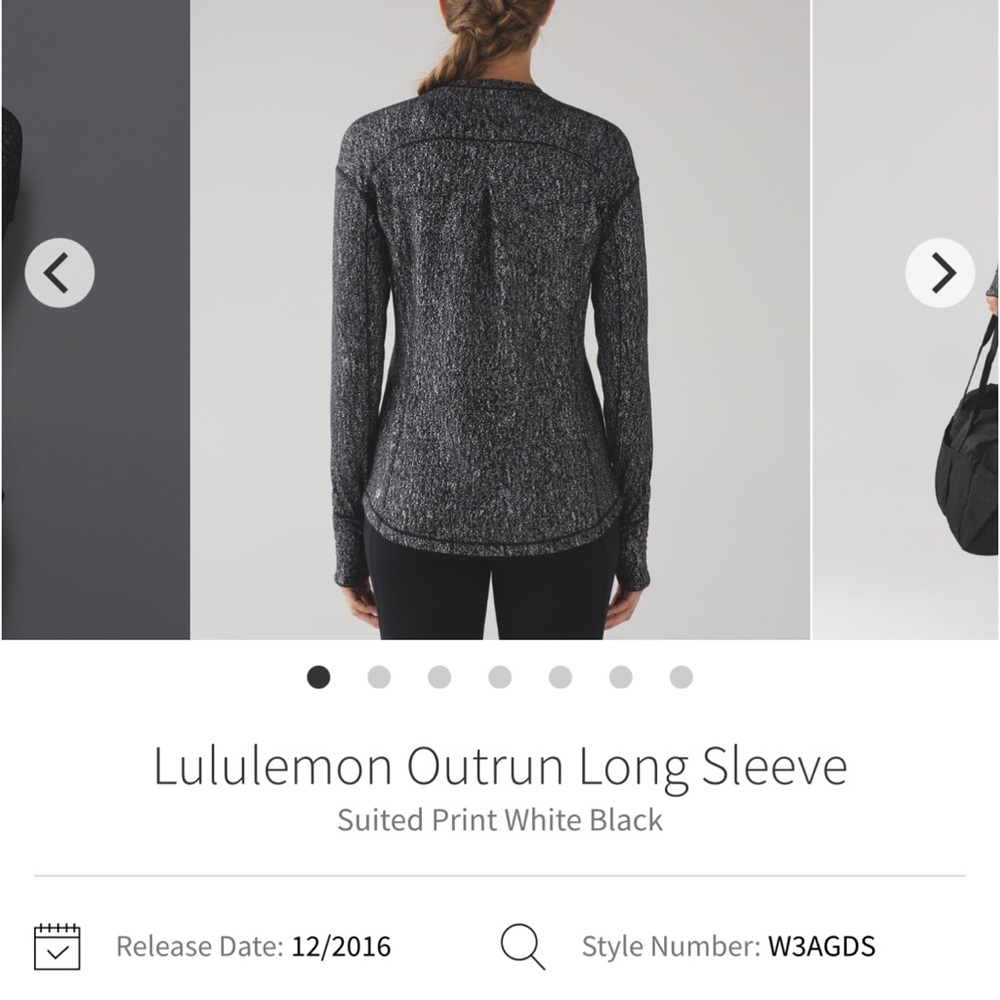 Lululemon Outrun Long Sleeve Suited Print White Black - Picture 8 of 9